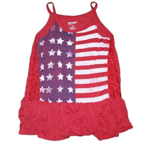 Arizona Jean Co Red/White/Blue Spag Strap Tank w/ USA Flag 🇺🇸